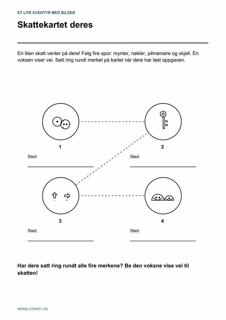 Fantasikart fra det norske gratisspillet med fire merker og plass til egne spillsteder